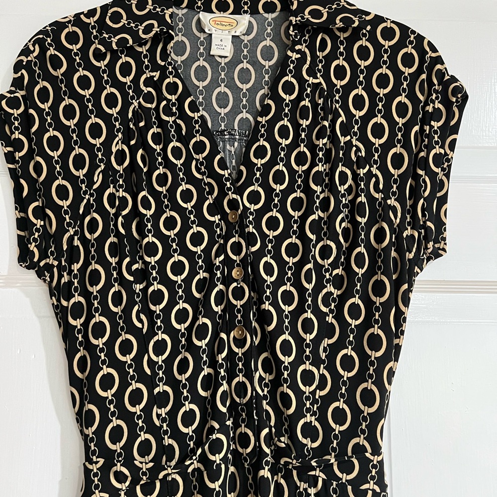Dress belted cap sleeves waist to hem 22” 6P Talbots